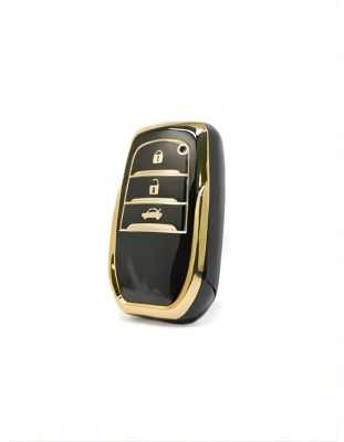  Toyota Luxury Black-Gold Nano Key Cover, 3-Button Design, Compatible with Corolla Flama X Pack — Premium Car Key Protector - Toyota
