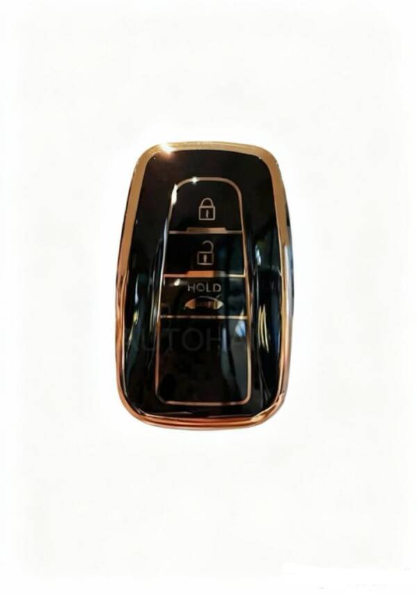 Toyota Luxury Black Gold Nano Key Cover Compatible with C-HR, Corolla, RAV4, and Land Cruiser — 3 Button Non-Folding Model - 1