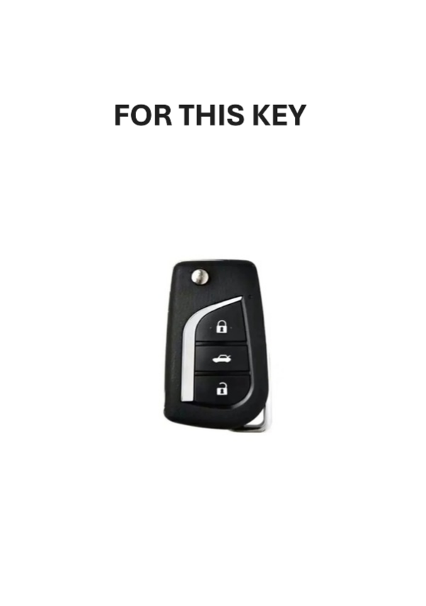 Toyota Luxury Black-Silver Nano Key Cover, Compatible with Corolla, Auris, Yaris, Verso, Avensis, Aygo, Hilux — Premium Car Key Protector - 2