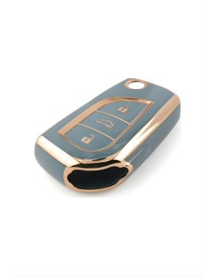 Toyota Luxury Gray-Gold Nano Key Cover, Compatible with Corolla, Auris, Yaris, Verso, Avensis, Aygo, Hilux — Premium Car Key Protector - 2