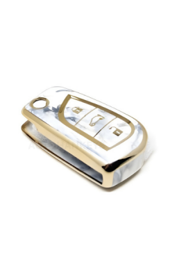 Toyota Luxury Marble Pattern Gold Frame Smart Key Protective Case – Compatible with Corolla, Auris, Yaris, Verso, Avensis, Aygo, Hilux Models - 2