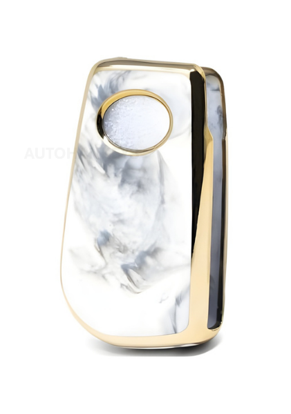 Toyota Luxury Marble Pattern Gold Frame Smart Key Protective Case – Compatible with Corolla, Auris, Yaris, Verso, Avensis, Aygo, Hilux Models - 3