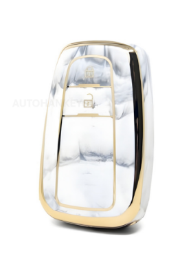 Toyota Luxury Marble Pattern Gold Frame Smart Key Protective Case – Compatible with Corolla, Prius, Camry, C-HR, RAV4, Land Cruiser Models - Toyota