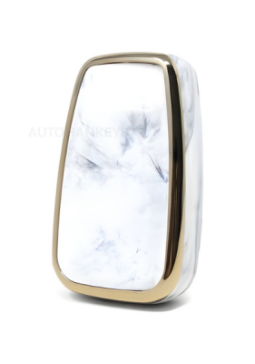 Toyota Luxury Marble Pattern Gold Frame Smart Key Protective Case – Compatible with Corolla, Prius, Camry, C-HR, RAV4, Land Cruiser Models - 2