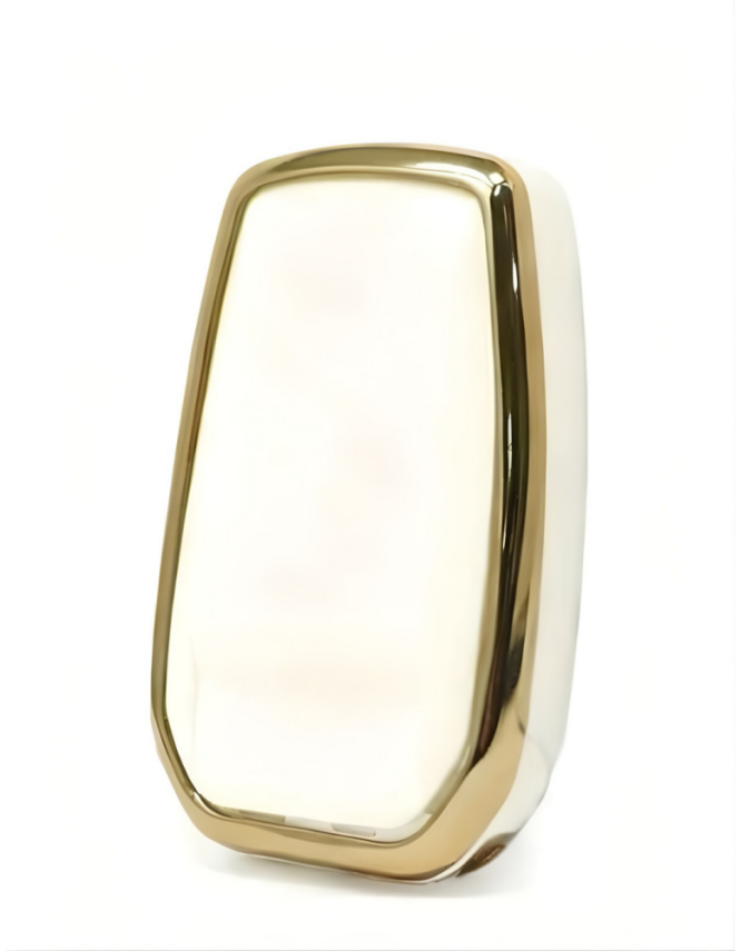 Toyota Luxury White-Gold Nano Key Cover, Compatible with Corolla Flama X Pack — Premium 3-Button Car Key Protector - 3