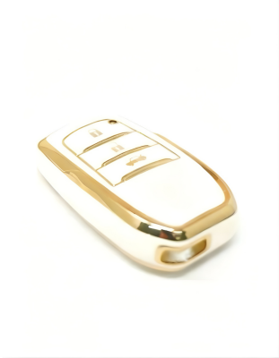 Toyota Luxury White-Gold Nano Key Cover, Compatible with Corolla Flama X Pack — Premium 3-Button Car Key Protector - 2