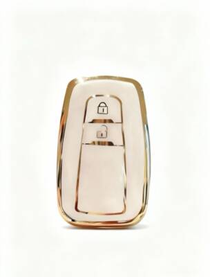 Toyota White Gold Premium 2 Button Key Protective Case Compatible with Corolla, Prius, Camry, C-HR, RAV4 and Land Cruiser Models - Toyota