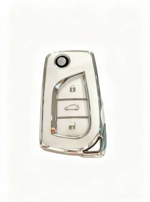 Toyota White-Silver Nano Key Cover, Compatible with Corolla, Auris, Yaris, Verso, Avensis, Aygo, Hilux - Toyota