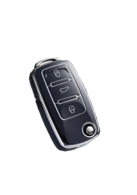 Volkswagen Black-Silver Nano Key Cover, Compatible with Tiguan, Jetta, Golf, Scirocco, Polo, Caddy, Transporter - Volkswagen