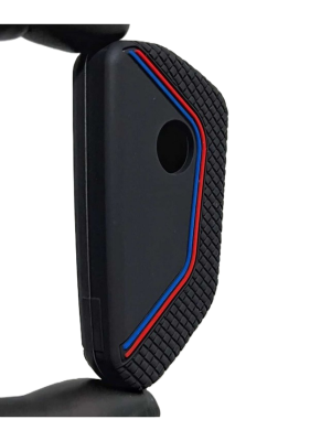 Volkswagen Golf 8 Black Honeycomb Silicone Key Cover with Red Blue Stripe - 2