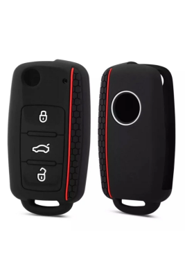 Volkswagen Key Cover 3 Buttons Black Compatible with Polo, Golf, Jetta, Passat, Scirocco, Caddy, Amarok, and Tiguan - Volkswagen