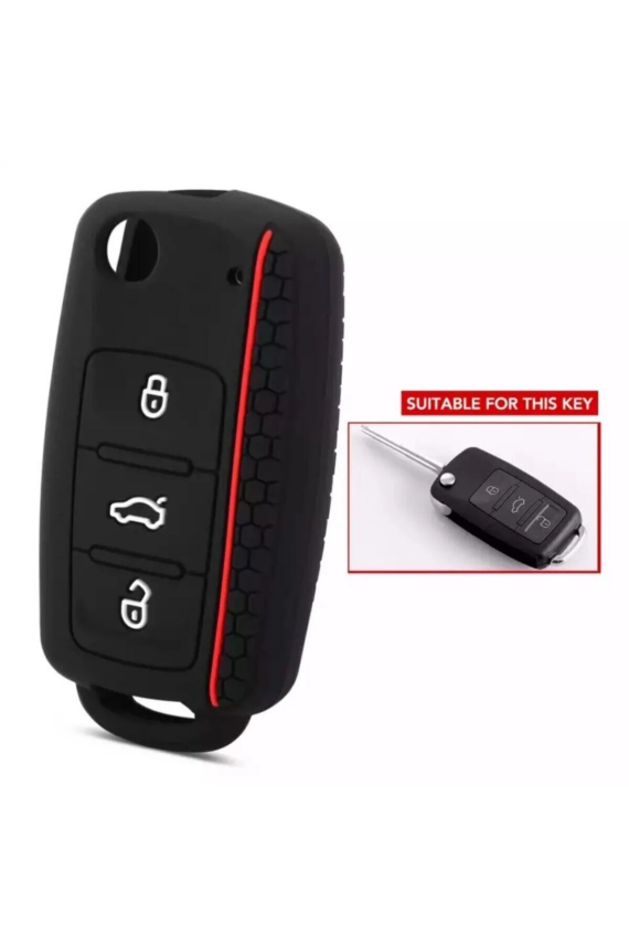 Volkswagen Key Cover 3 Buttons Black Compatible with Polo, Golf, Jetta, Passat, Scirocco, Caddy, Amarok, and Tiguan - 2