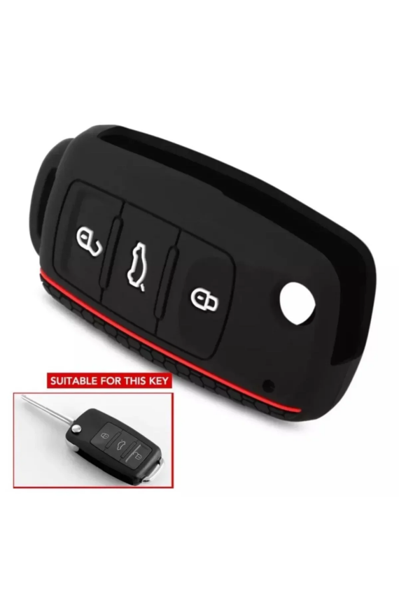 Volkswagen Key Cover 3 Buttons Black Compatible with Polo, Golf, Jetta, Passat, Scirocco, Caddy, Amarok, and Tiguan - 3