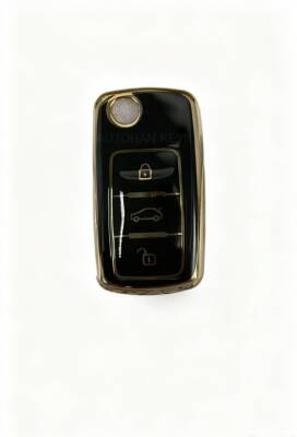 Volkswagen Key Cover Luxury Nano Protection Black Gold Compatible with Tiguan, Jetta, Golf 5, Golf 6, Scirocco, Polo, Caddy, and Transporter - Volkswagen