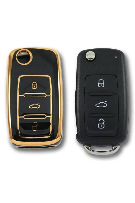 Volkswagen Key Cover Luxury Nano Protection Black Gold Compatible with Tiguan, Jetta, Golf 5, Golf 6, Scirocco, Polo, Caddy, and Transporter - 3