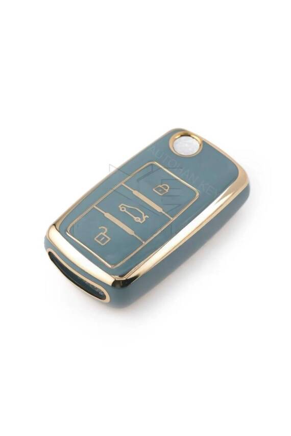Volkswagen Key Cover Luxury Nano Protection Gray Gold Compatible with Tiguan, Jetta, Golf 5, Golf 6, Scirocco, Polo, Caddy, and Transporter - 3