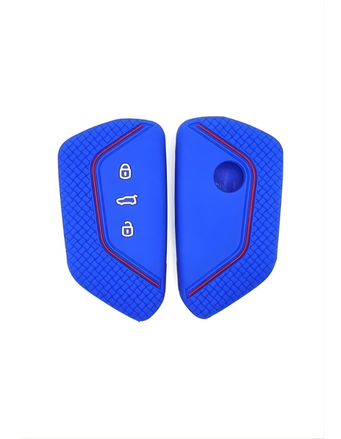 Volkswagen Luxury Blue Honeycomb Key Cover, Compatible with Golf 8 (2021+), Caddy (2021+), Tiguan (2024), and Cupra Leon — Premium Car Key Protector - 1