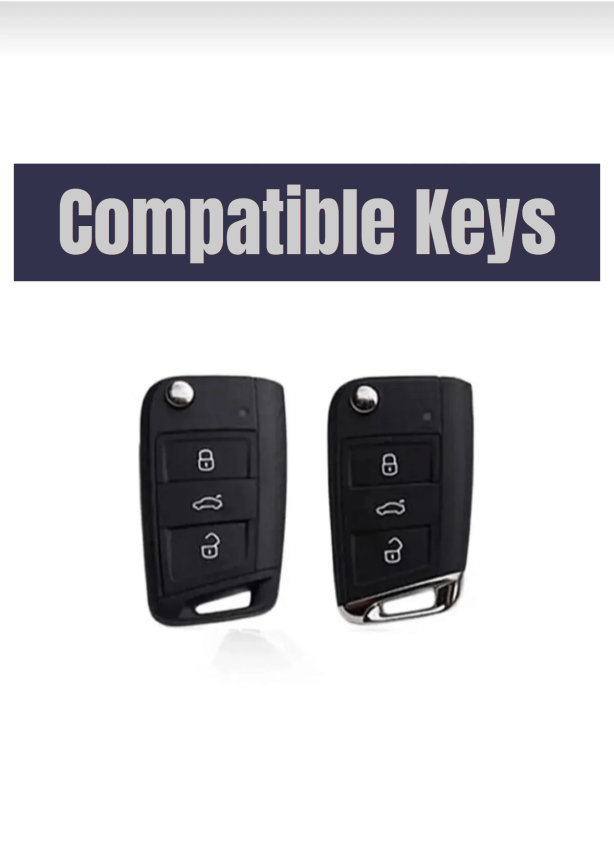 Volkswagen Luxury Nano Key Cover Black Silver Compatible with Golf 7, Golf 7.5, Tiguan, Polo, T-Roc, and T-Cross - 2
