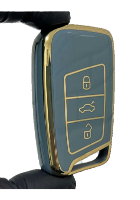 Volkswagen Passat B8 Smart Key Cover, Grey-Gold Nano Design, Premium Key Protector - Volkswagen