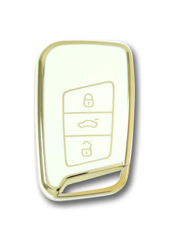 Volkswagen White Gold Luxury Nano Smart Key Protective Case Compatible with Passat B8 Models – Premium Quality - 1
