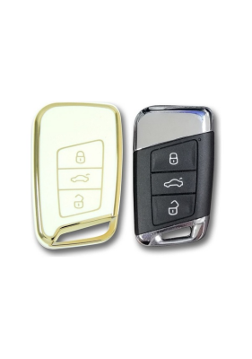 Volkswagen White Gold Luxury Nano Smart Key Protective Case Compatible with Passat B8 Models – Premium Quality - 3