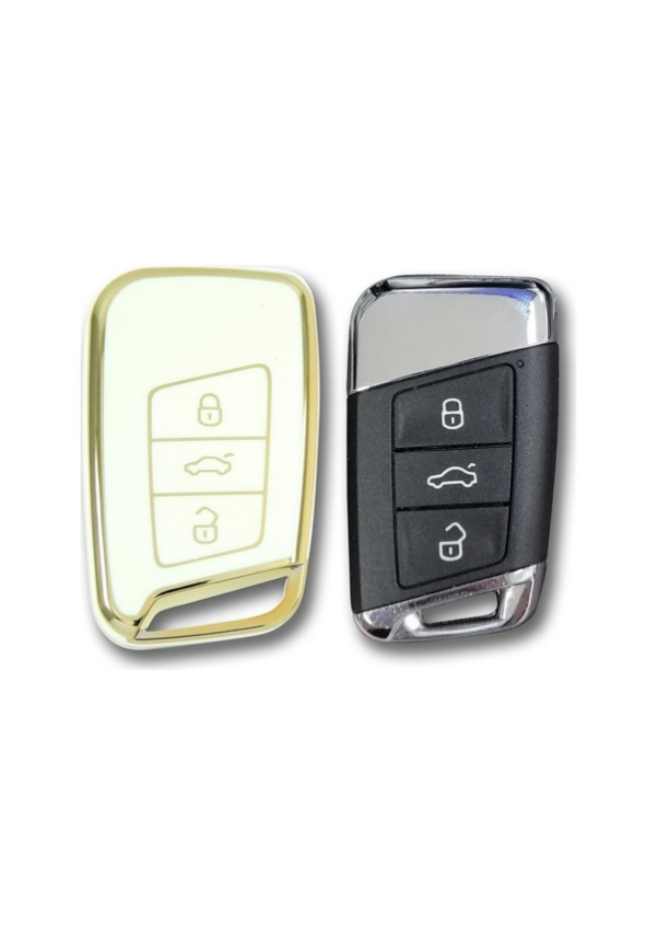 Volkswagen White Gold Luxury Nano Smart Key Protective Case Compatible with Passat B8 Models – Premium Quality - 3
